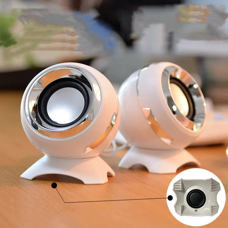 Mini desktop computer speaker set 3W USB powered 10cm by 9cm black and gold colour