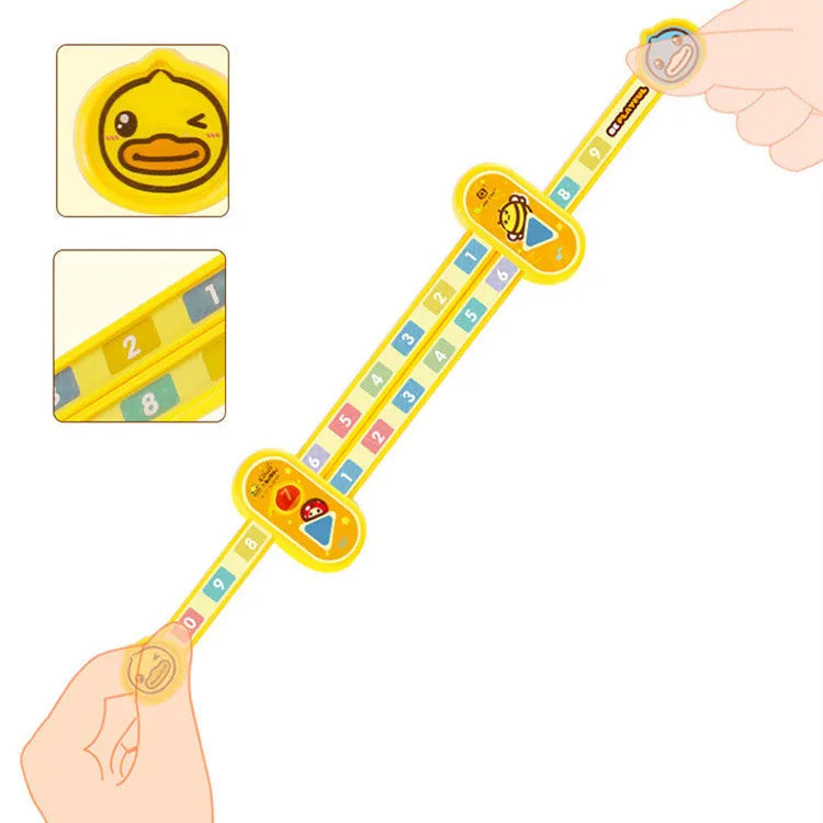 Yellow plastic children's digital decomposition ruler measuring 24.5cm for maths education