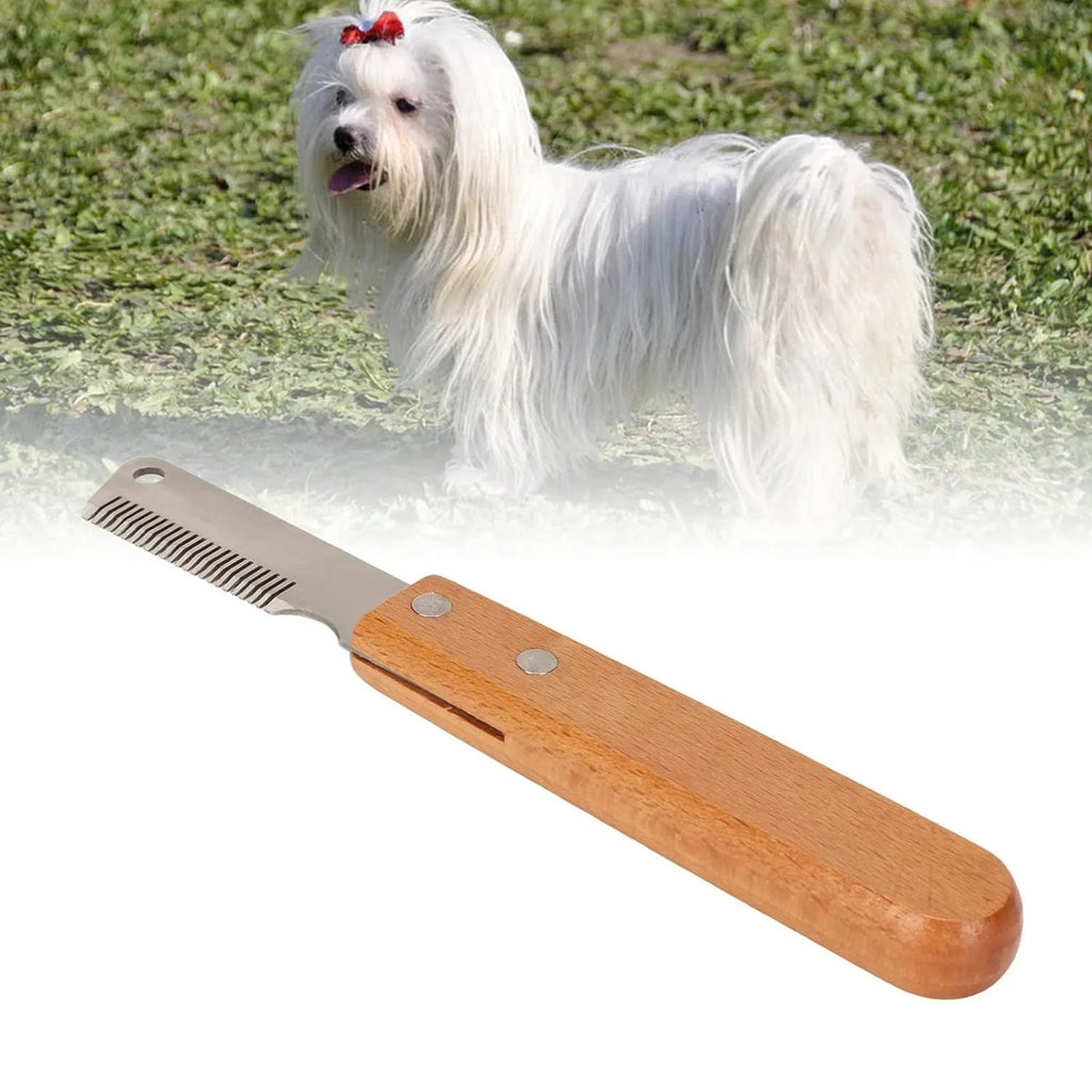Wooden handle pet stripping comb for dogs and cats in two sizes