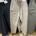 Men's stretch outdoor casual overalls in olive, straight leg, mid waist, bamboo fibre and rabbit fur blend