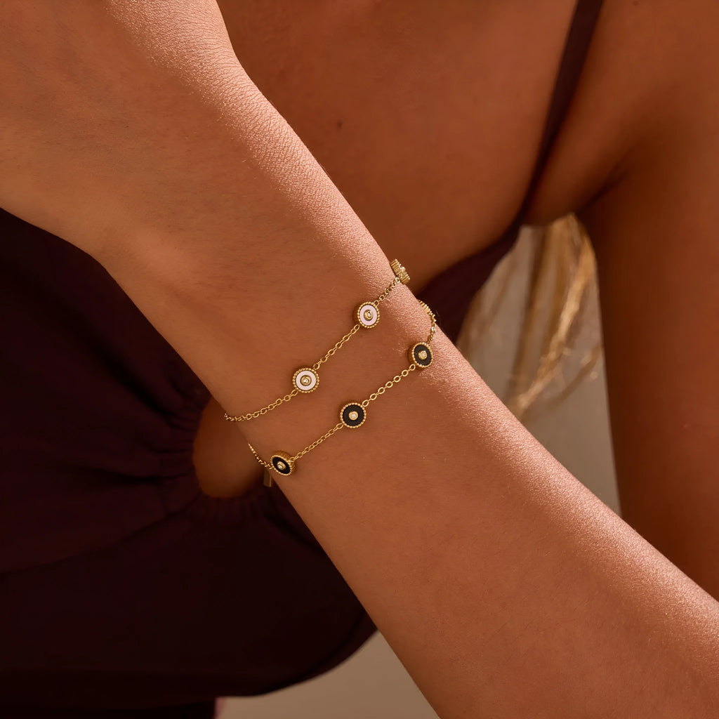 Geometric stainless steel bracelet with 18K gold plating for women's jewellery