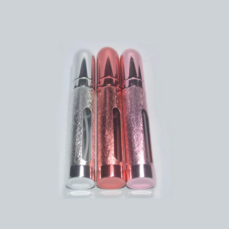 Slim 12ml aluminium travel perfume bottle with glass liner in six colour options.