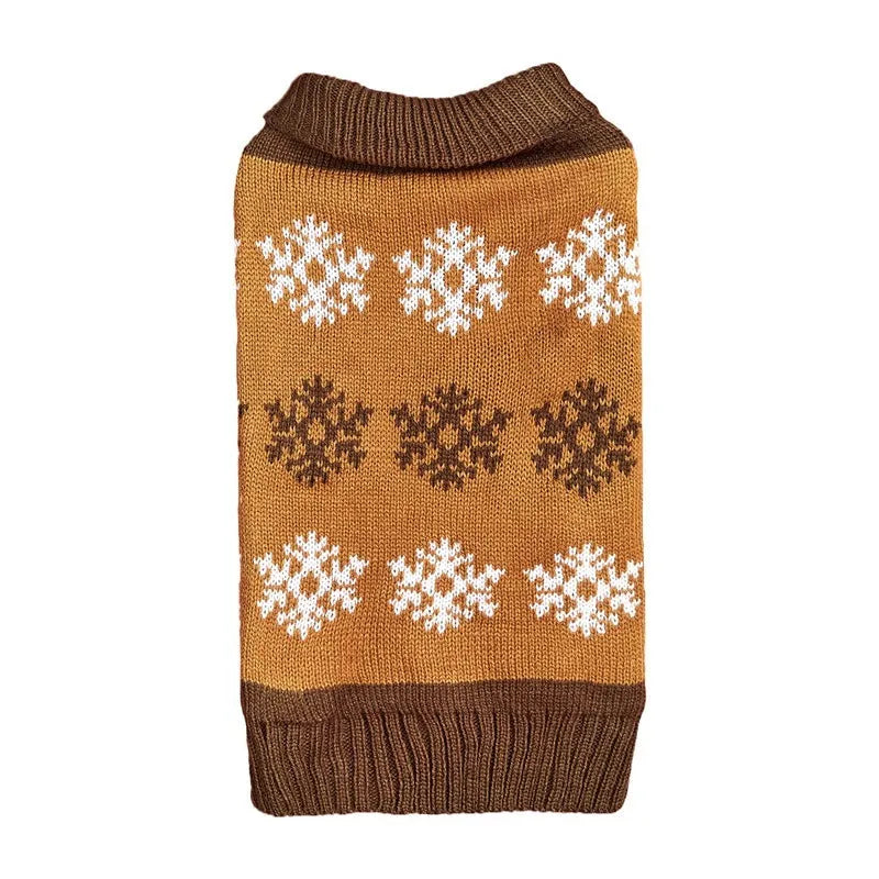 Snowflake pattern dog Christmas sweater in acrylic fabric available in grey and dark brown colours
