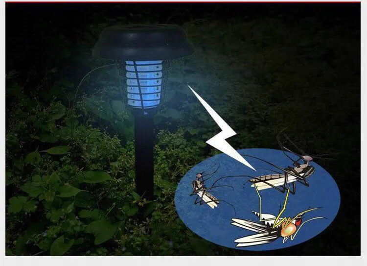 Solar insect killing mosquito lawn lamp black 42cm height ABS material UV purple light for garden