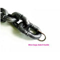 Thick dog leash with plastic-coated hand rope and large iron chain, available in multiple colours and lengths
