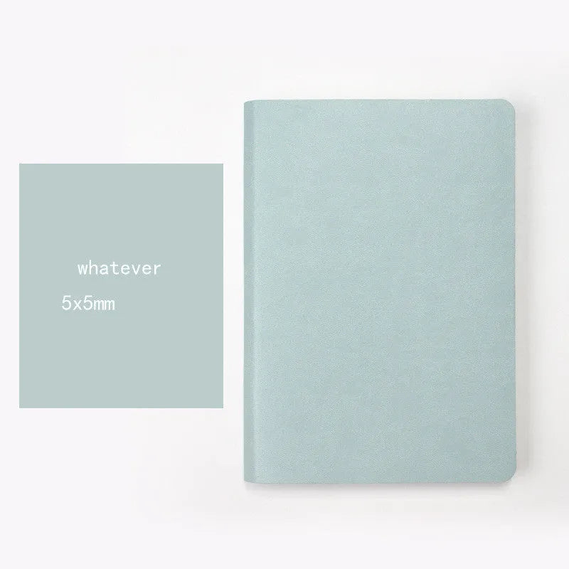 Soft surface dotted A5 notebook with blue imitation leather cover and locking plastic binding