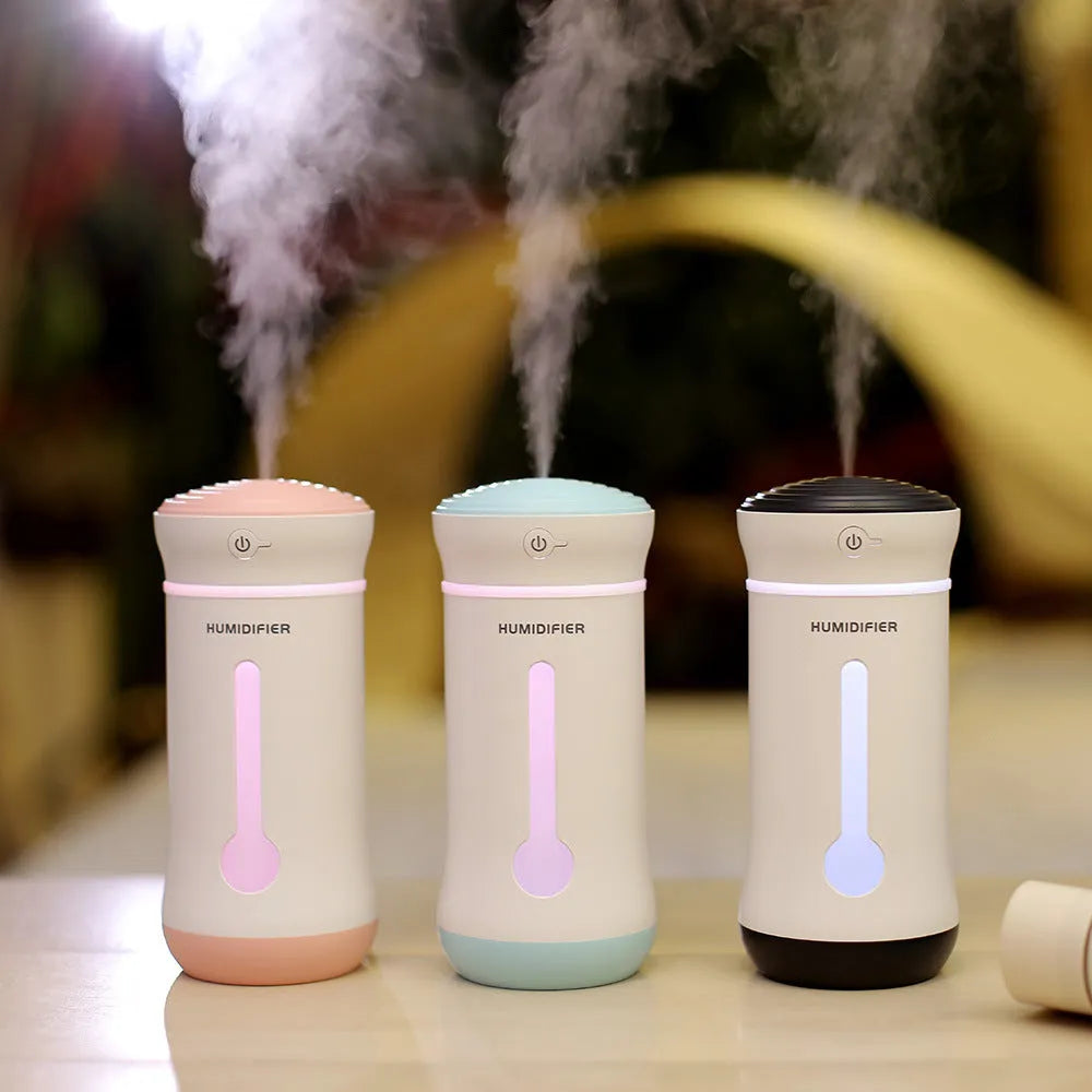 Creative air purifier car humidifier with 300ml tank, USB DC5V, 7.6x7.6x17cm, pink colour