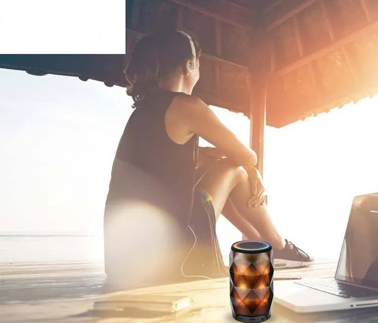 Crystal Coke can-shaped Bluetooth speaker with starry sky diamond light effect, black finish