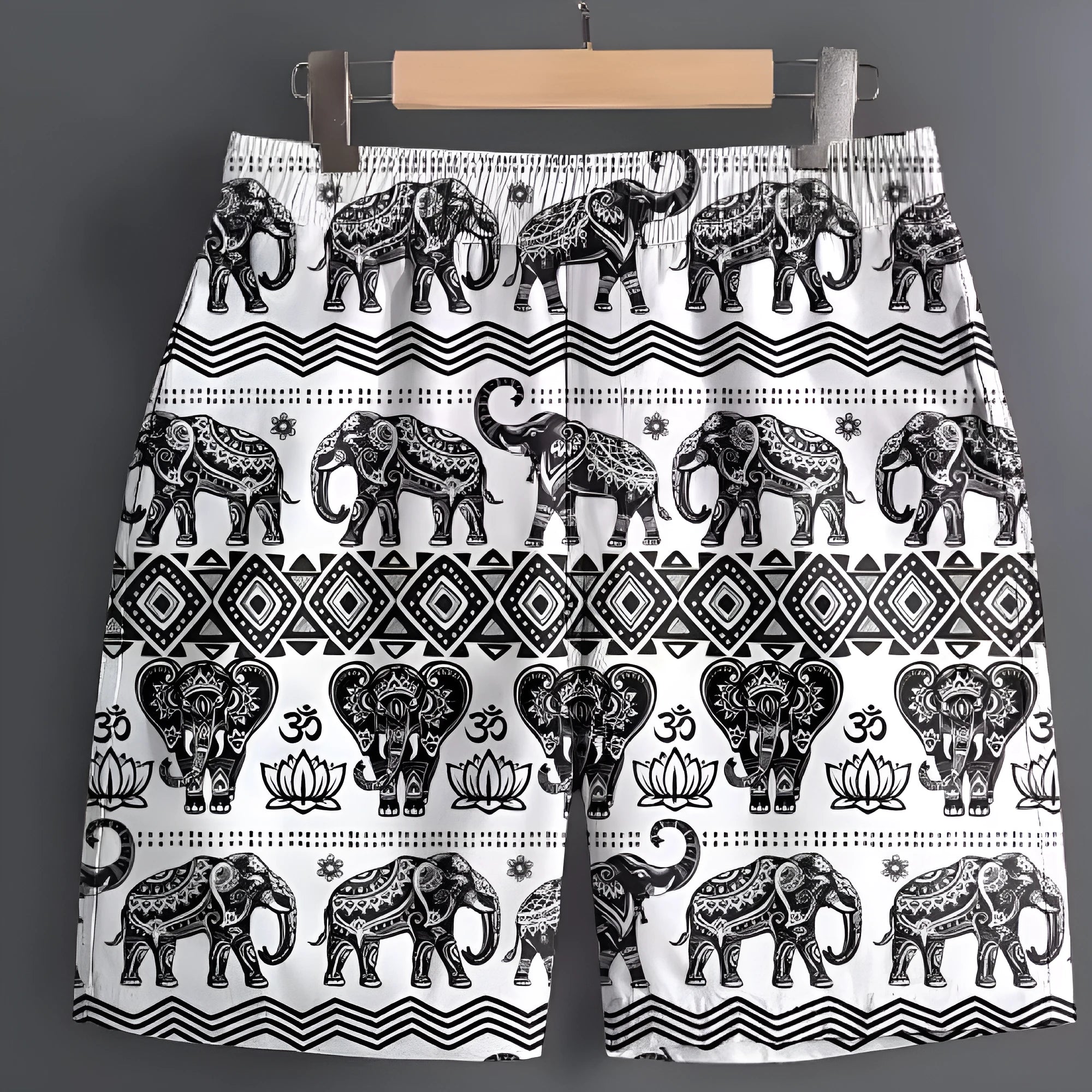 Men's polyester casual sports shorts available in multiple patterns and sizes S to 5XL