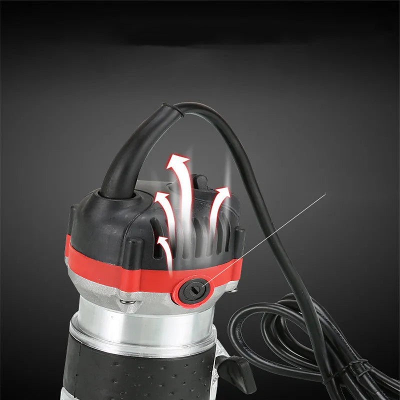 800W electric wood polishing trimmer with aluminium casing, 220V AC, no-load speed 30000rpm, 2cm depth