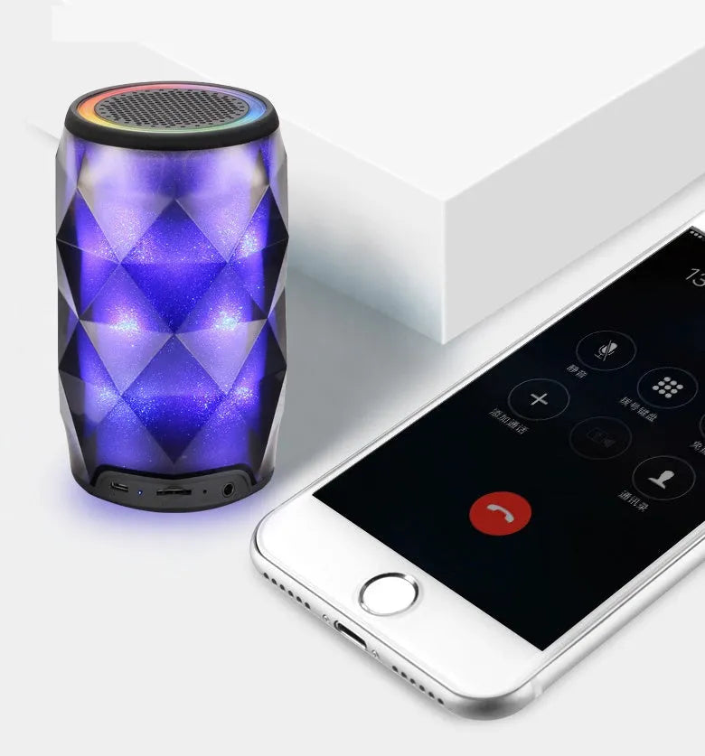 Crystal Coke can-shaped Bluetooth speaker with starry sky diamond light effect, black finish