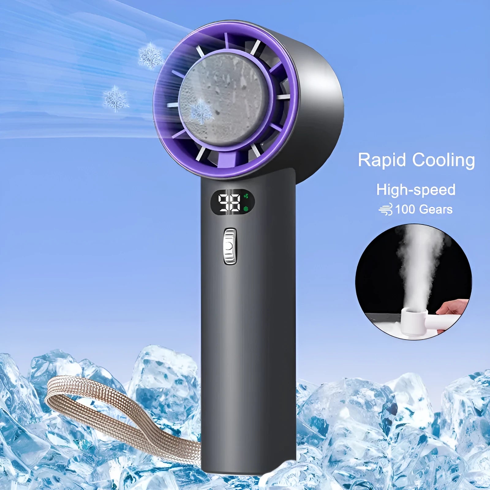 Portable handheld turbo fan with semiconductor refrigeration 3000mAh battery white cold compress