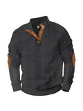 Solid colour men's sweatshirt with patch embroidery, regular fit, polyester fabric, available in multiple colours