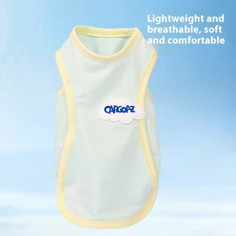 Lightweight polyester summer vest for cats in grass green or taro purple, sizes XS to 2XL