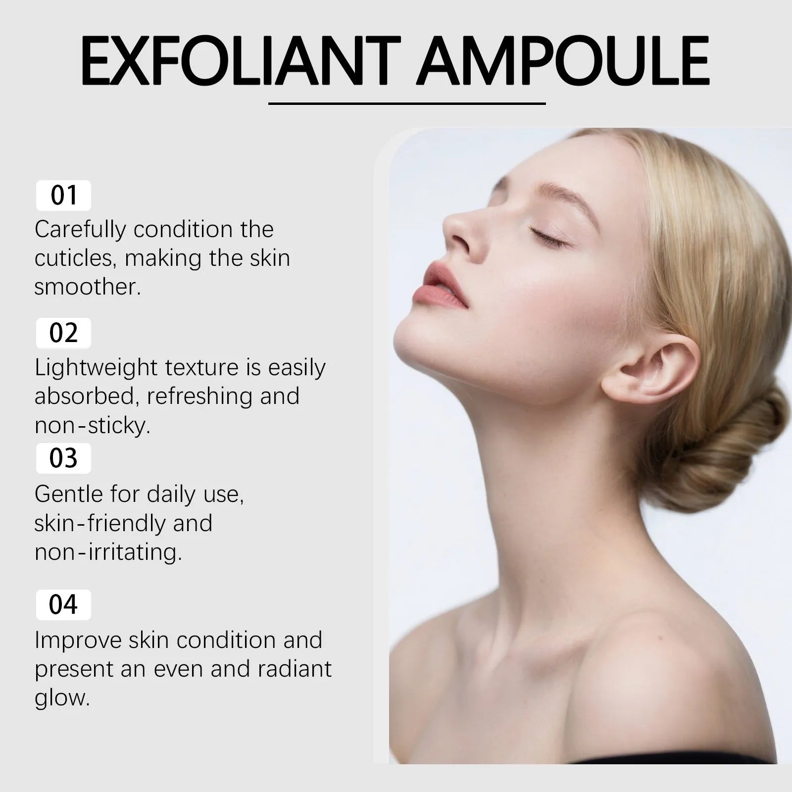80ml bottle of facial moisturising liquid with hyaluronic acid and salicylic acid for cleansing and nourishing skin