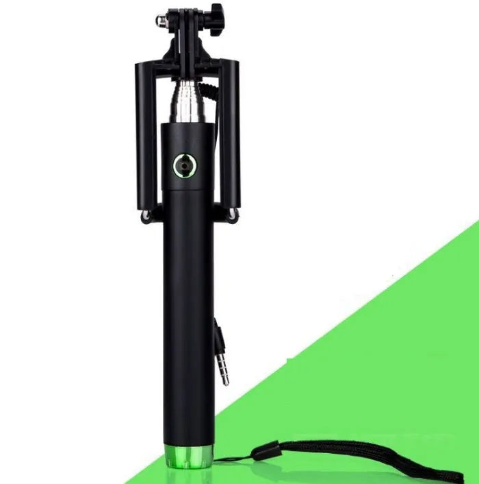 Three generations line-controlled telescopic self-timer rod in aluminium alloy, available in blue, gold, black, rose red, or green