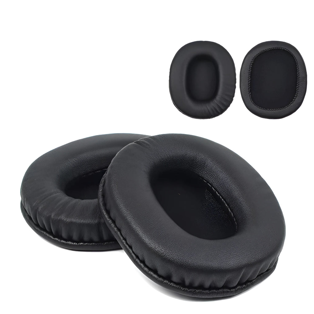 Two black PU leather replacement ear pad covers for Sony MDR-1R headphones.