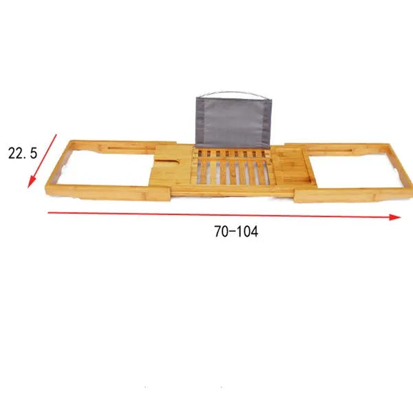 Bamboo bathtub frame with single-level shelving for bathroom storage organisation