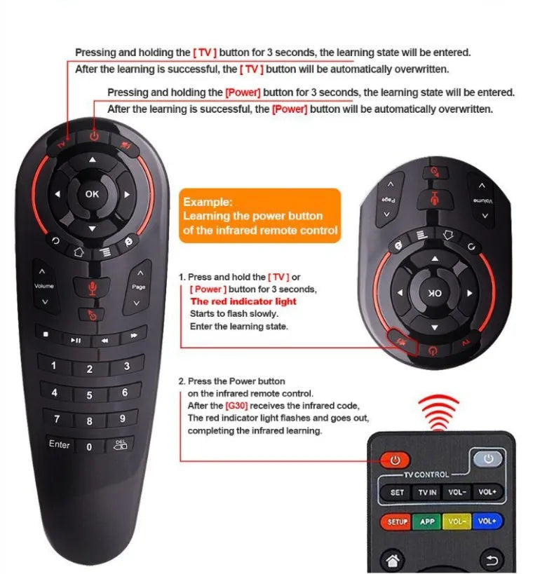 G30 wireless keyboard remote control with air mouse and nano receiver for smart TV and PC