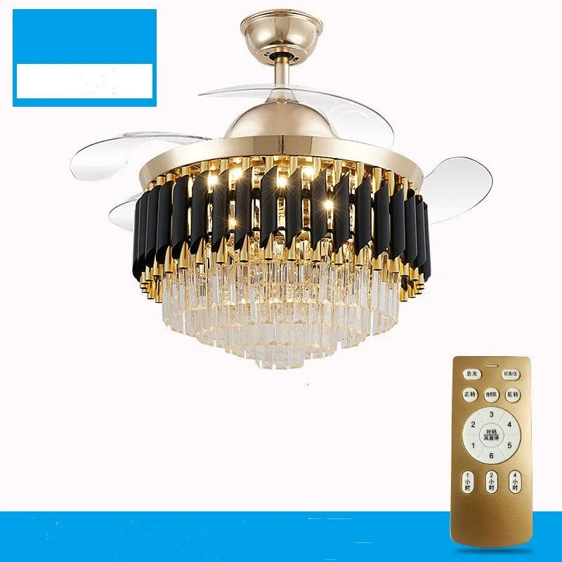 LED crystal chandelier ceiling fan light with remote control in 42 or 48 inch size options