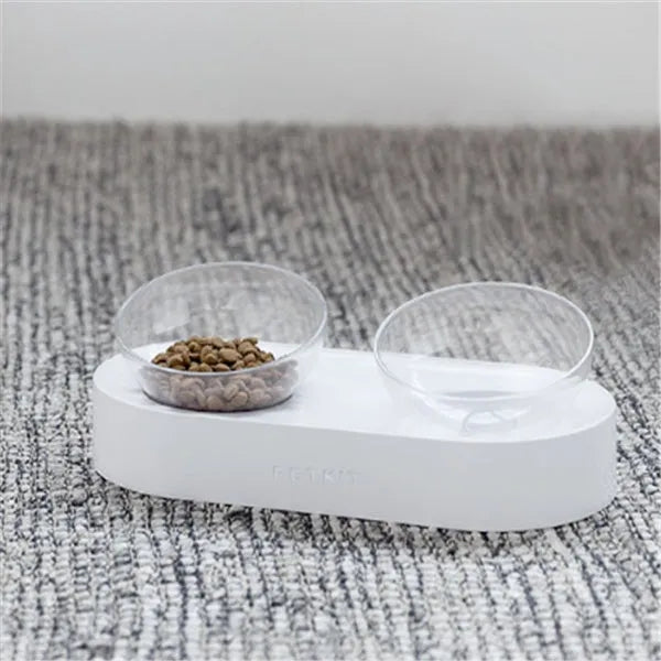 15° adjustable cat bowl set single and double food bowl PC ABS plastic anti-overfill design