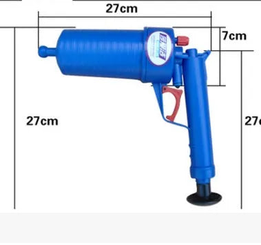 Air Power Drain Blaster Gun with four adaptors for hard pipes, plastic body 28x27.5cm