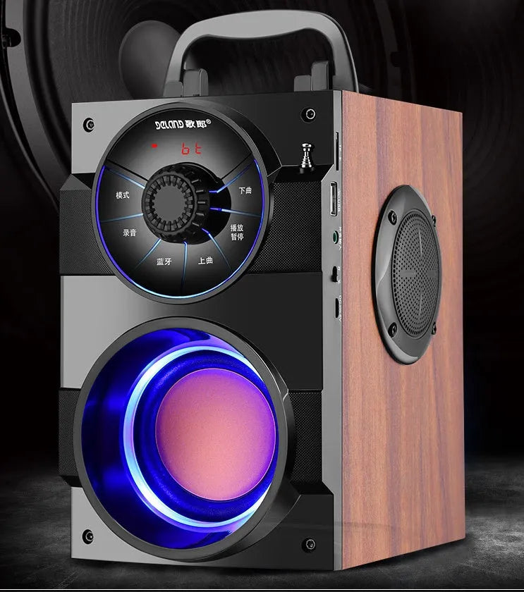Black portable mini home audio system with subwoofer, 1.2m cable, and 3.5mm audio interface