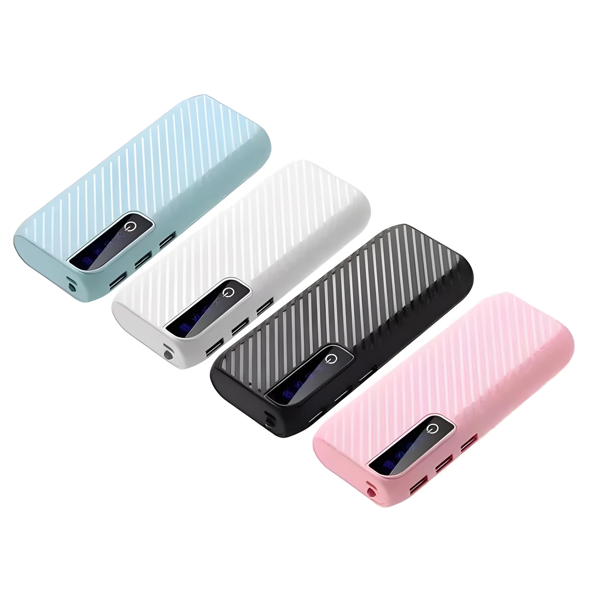 20000mAh portable power bank showing dual USB ports and compact design