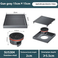 304 stainless steel courtyard floor drain with gun grey 15x15cm ABS plastic core for outdoor drainage
