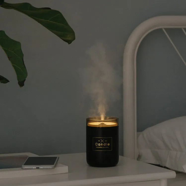 Mini USB humidifier diffuser with 260ml tank, night light, in fresh green colour
