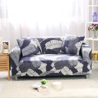Stretchable geometric sofa cover for three-seater couch in modern style with polyester and spandex material
