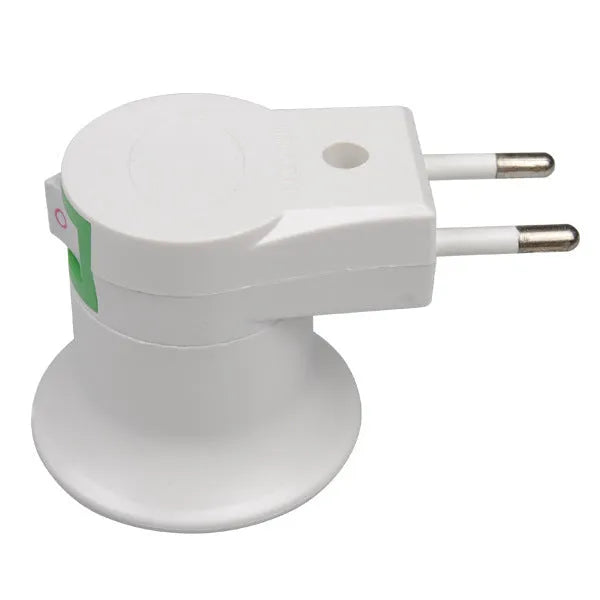 White E27 screw lamp holder wall adapter with integrated switch control