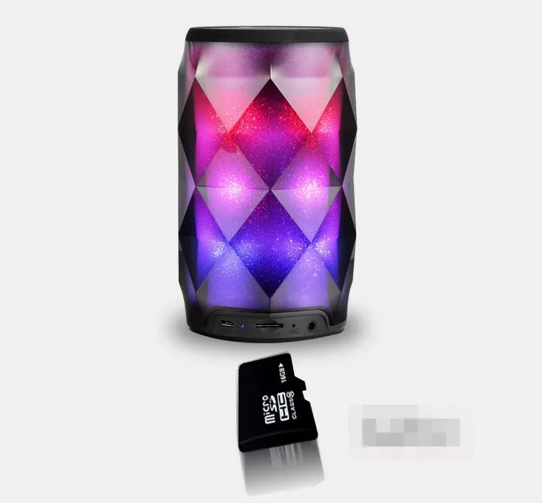 Crystal Coke can-shaped Bluetooth speaker with starry sky diamond light effect, black finish