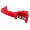 Three-level knife sharpener with three slots, anti-slip rubber feet, and ABS body in black – 20.5x6x7.5cm