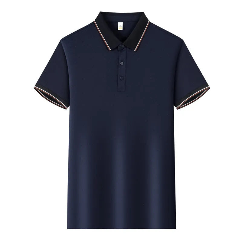Cotton blend short-sleeved work shirt with turnover neck and colour stitching in a straight fit, available in multiple colours and sizes