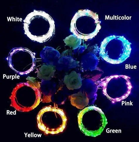 Copper wire LED string light with 20 bulbs and plastic bottle stopper for decorative lighting