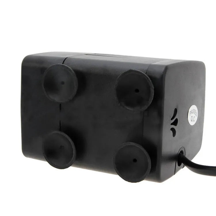 Black submersible aquarium pump with flowing water technology for filtration and circulation