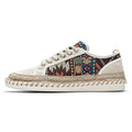 Men's breathable cloth casual shoes in beige with round toe and colour-matched design
