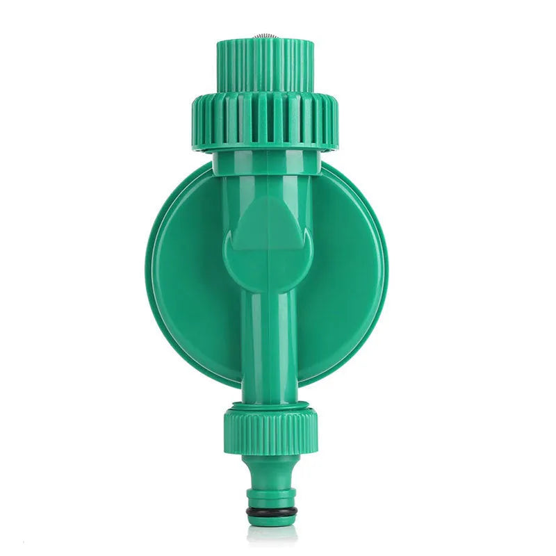 Green automatic watering timer for drip irrigation, household water flow, compact outdoor design