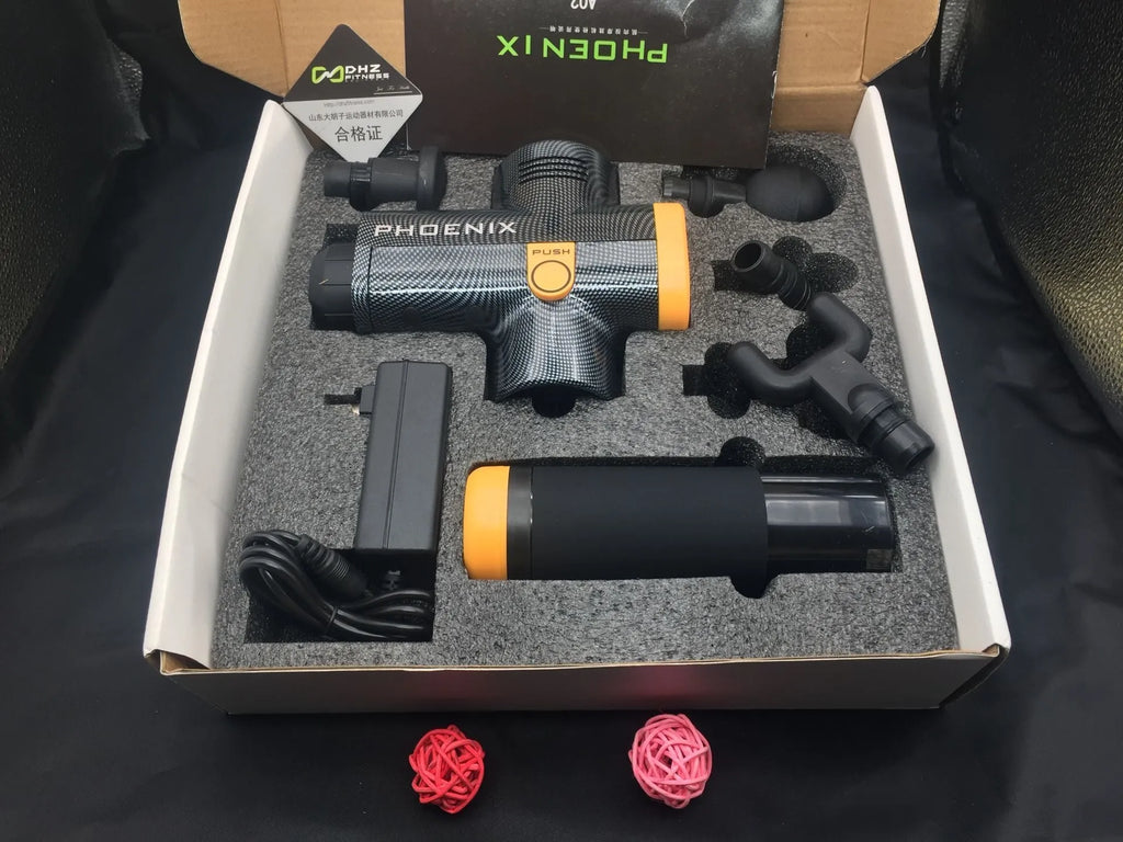 Fascia gun massage gun with 4 massage heads, ABS body, 29x28x28 cm, for deep tissue muscle recovery
