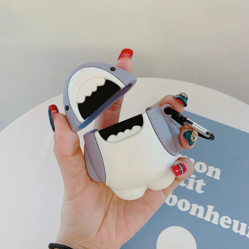 Shark fin design silicon protective cover for Apple AirPods 1st and 2nd generation wireless earphones