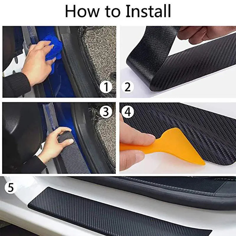 Matte 3D carbon fibre roll bumper sticker for vehicle door sill waterproof protection in various widths