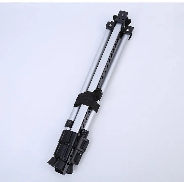 Silver adjustable aluminium alloy easel folded for transport with black carrying bag and shoulder strap