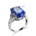Blue black zircon decorative ring copper electroplated geometric retro unisex size no 8