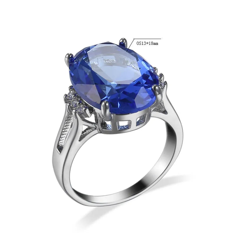 Blue black zircon decorative ring copper electroplated geometric retro unisex size no 8