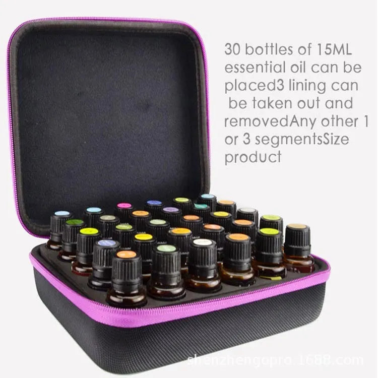 EVA essential oil storage bag with 30 compartments in cube design, wall-mounted organiser