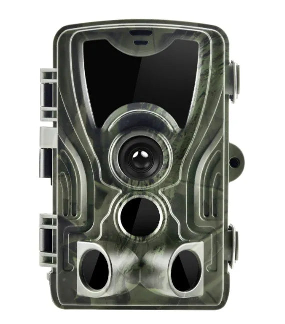 Green cellular trail camera for hunting deer with 16MP sensor and 65ft night vision capability