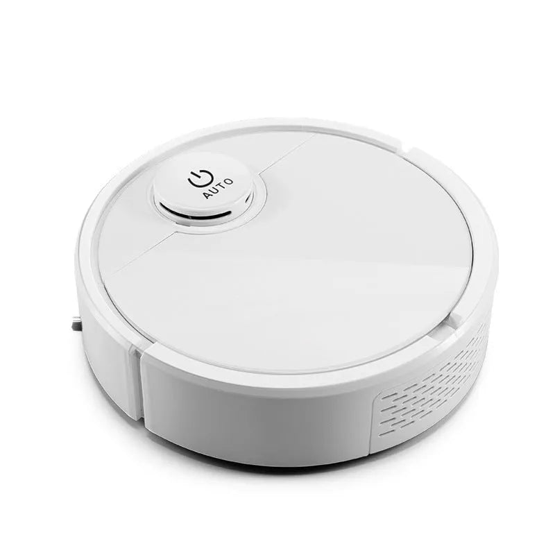 Compact round automatic sweeping robot cleaner on hard floor