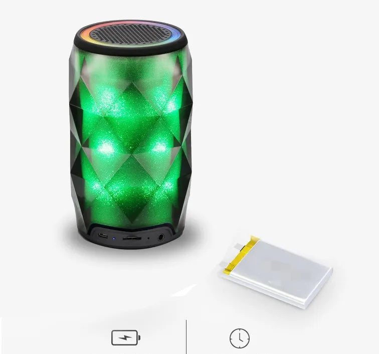 Crystal Coke can-shaped Bluetooth speaker with starry sky diamond light effect, black finish