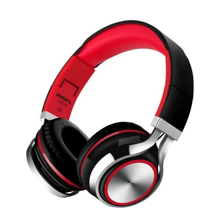 Folding Bluetooth headset with 40mm speakers, Bluetooth wireless and 3.5mm wired connectivity, black finish.